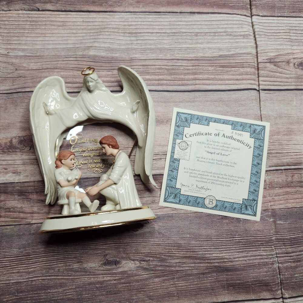 The Bradford Exchange Cream and Gold Porcelain Angel of Love Figurine